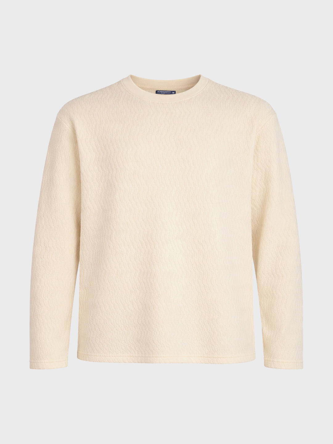 Men's Cream Relaxed Fit Textured Casual T-Shirts