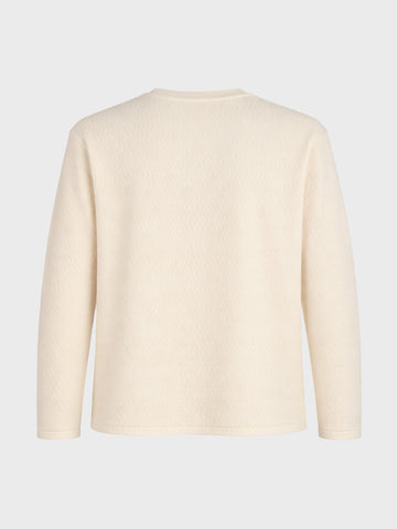 Men's Cream Relaxed Fit Textured Casual T-Shirts