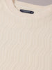 Men's Cream Relaxed Fit Textured Casual T-Shirts