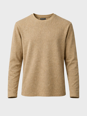 Men's Brown Relaxed Fit Textured Casual T-Shirts