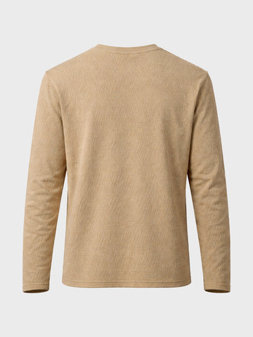 Men's Brown Relaxed Fit Textured Casual T-Shirts