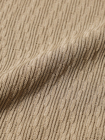 Men's Brown Relaxed Fit Textured Casual T-Shirts