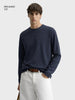 Men's Navy Blue Relaxed Fit Textured Casual T-Shirts