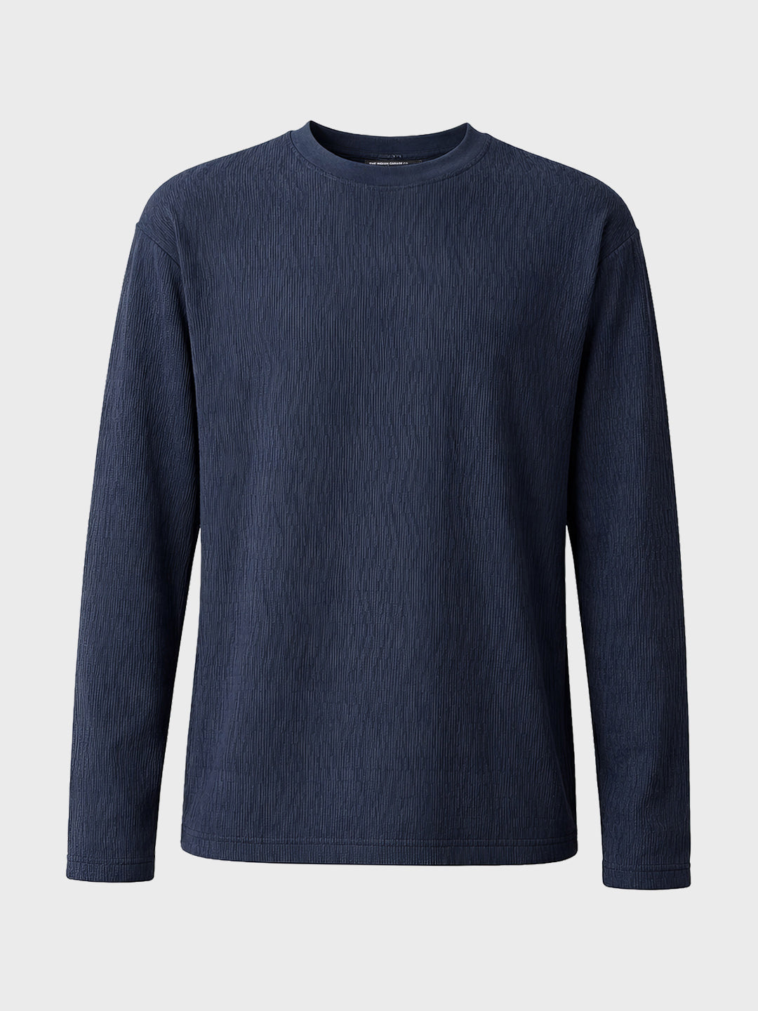 Men's Blue Relaxed Fit Textured Casual T-Shirts