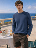 Men's Navy Blue Relaxed Fit Textured Casual T-Shirts