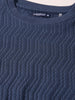 Men's Navy Blue Relaxed Fit Textured Casual T-Shirts