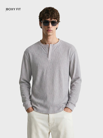 Men's Grey Relaxed Fit Solid Casual T-Shirts