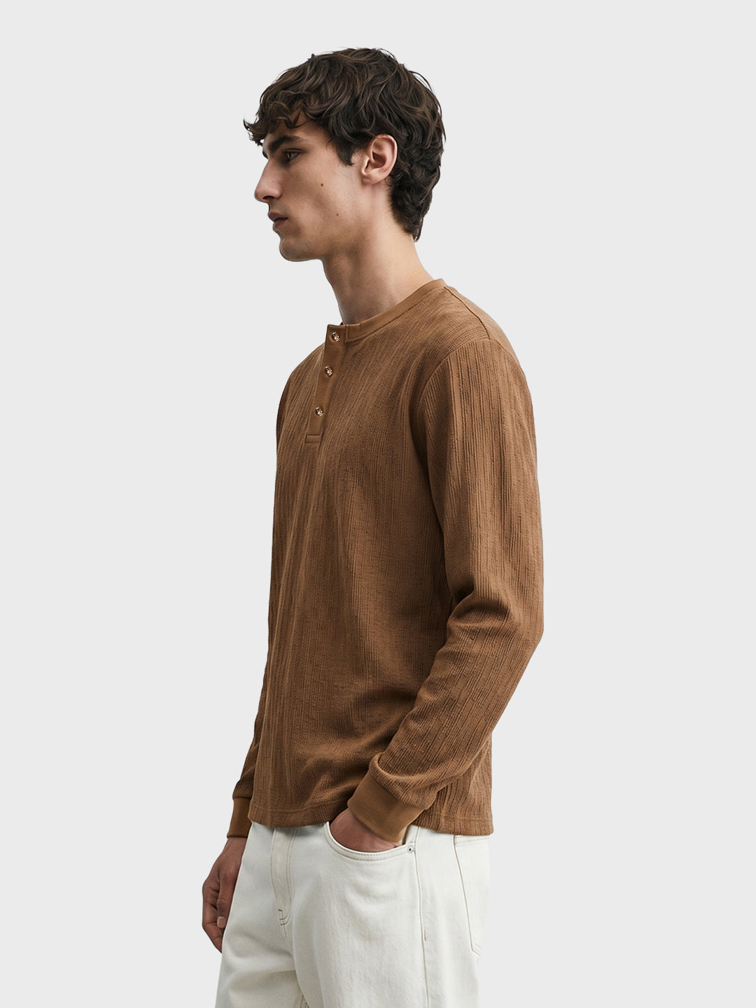 Men's Brown Relaxed Fit Solid Casual T-Shirts