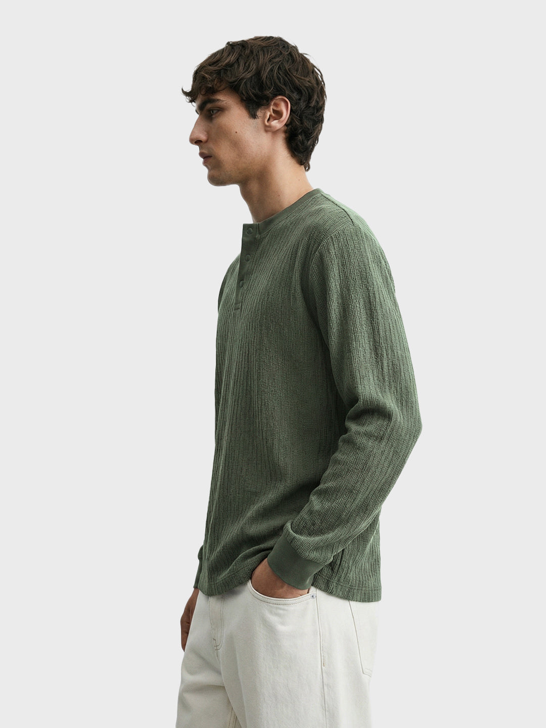 Men's Green Relaxed Fit Solid Casual T-Shirts