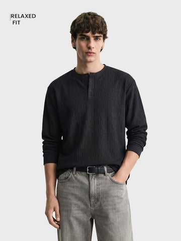 Men's Black Relaxed Fit Solid Casual T-Shirts
