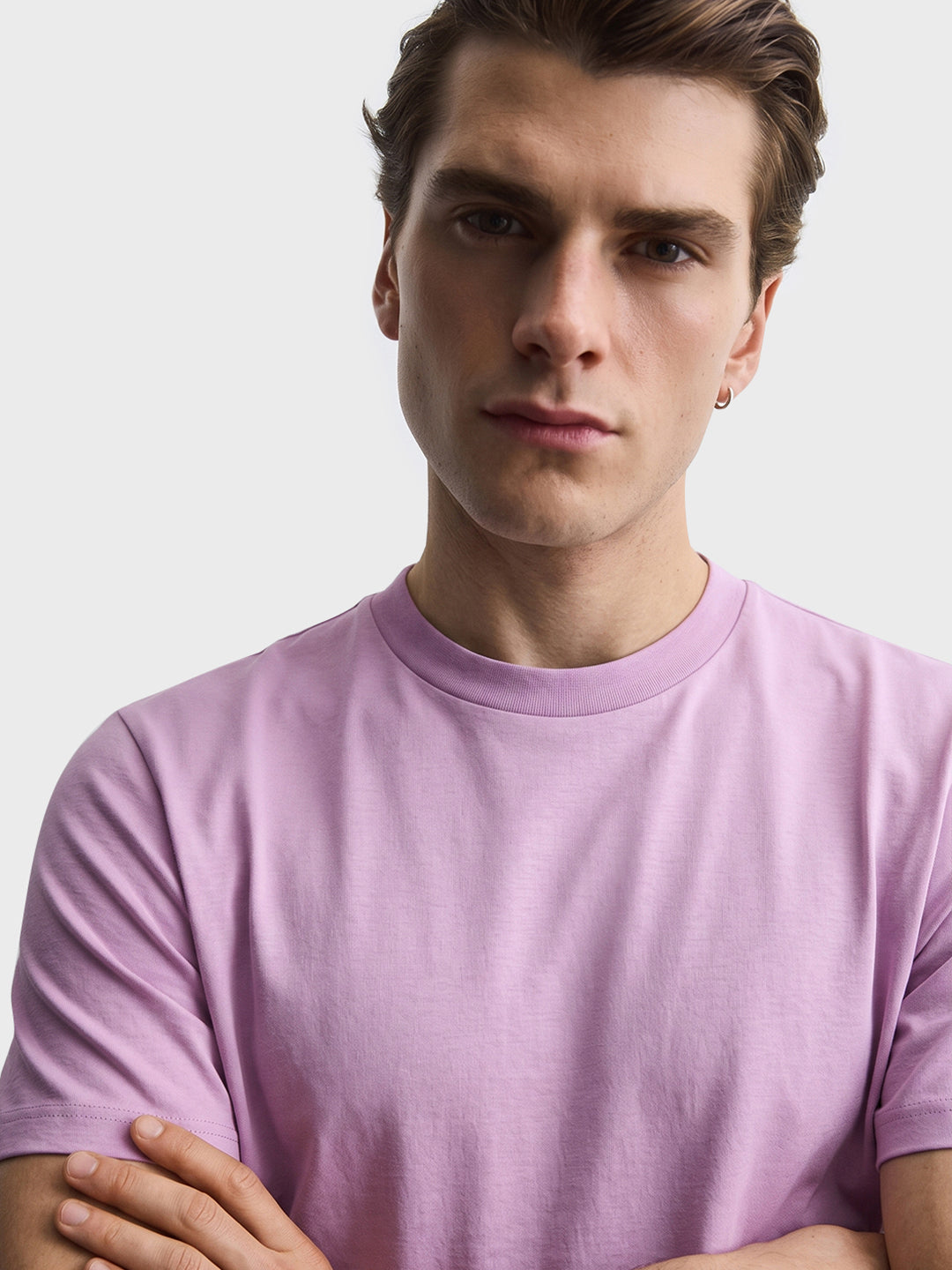 Men's Purple Regular Fit Solid Casual T-Shirt