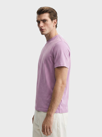 Men's Purple Regular Fit Solid Casual T-Shirt