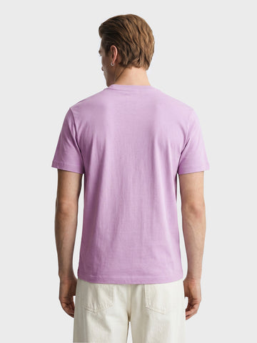 Men's Purple Regular Fit Solid Casual T-Shirt