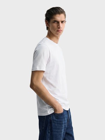 Men's White Regular Fit Solid Casual T-Shirt