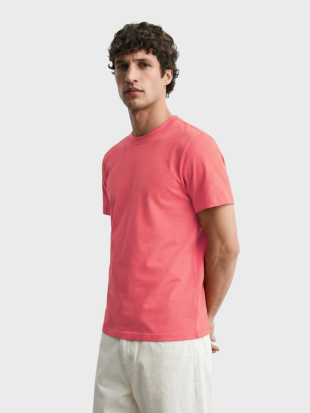 Men's Red Regular Fit Solid Casual T-Shirt