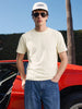 Men's Cream Regular Fit Solid Casual T-Shirt