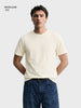 Men's Cream Regular Fit Solid Casual T-Shirt
