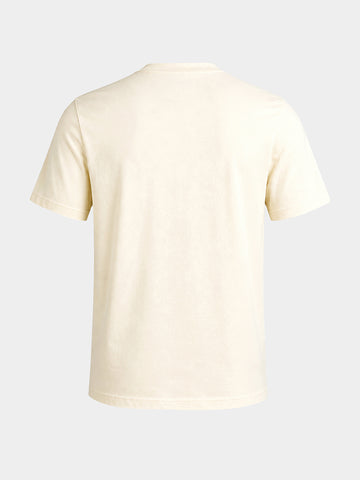 Men's Cream Regular Fit Solid Casual T-Shirt