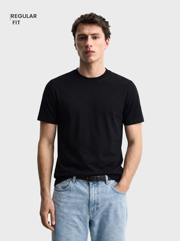Men's Black Regular Fit Solid Casual T-Shirt