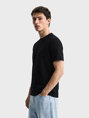 Men's Black Regular Fit Solid Casual T-Shirt
