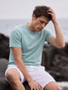 Men's Blue Regular Fit Solid Casual T-Shirt