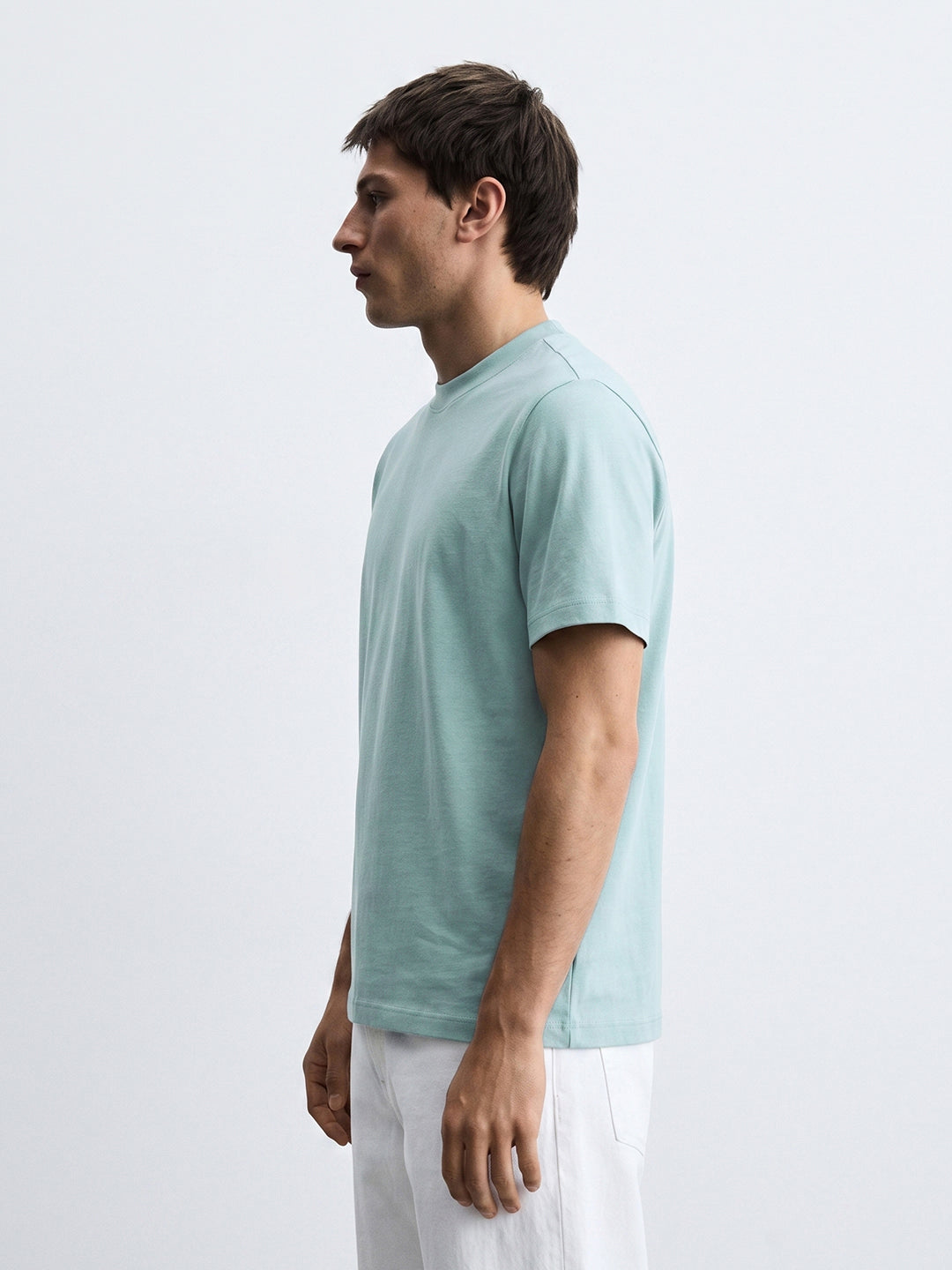 Men's Blue Regular Fit Solid Casual T-Shirt
