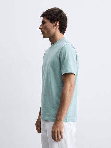 Men's Blue Regular Fit Solid Casual T-Shirt