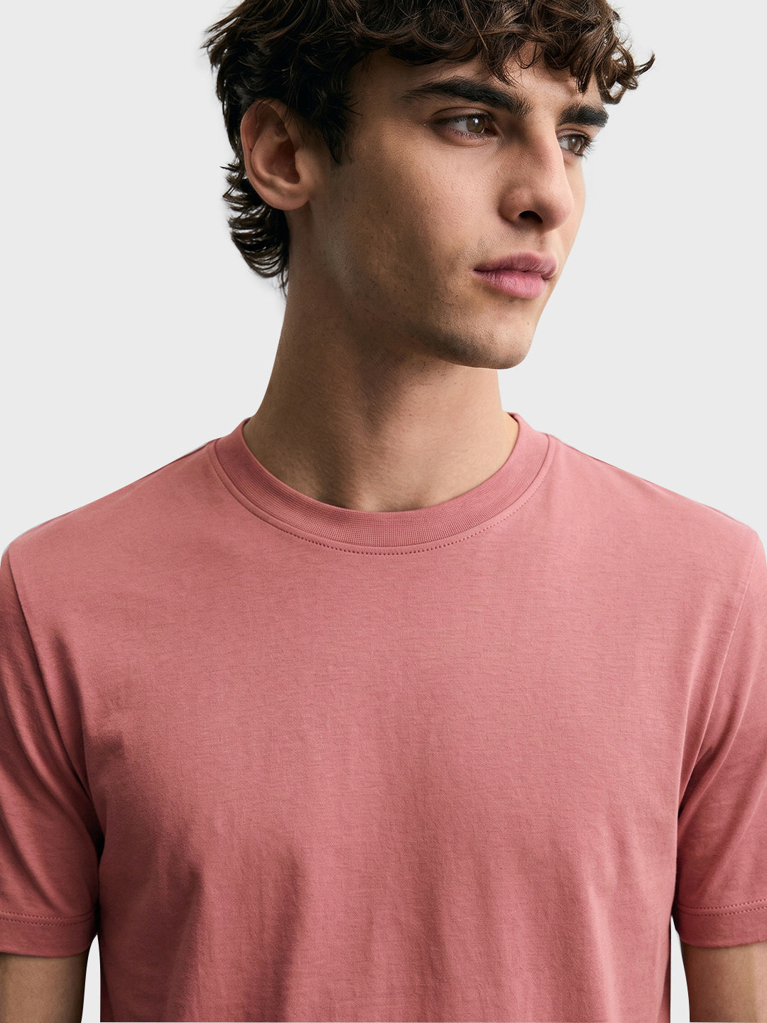Men's Pink Regular Fit Solid Casual T-Shirt