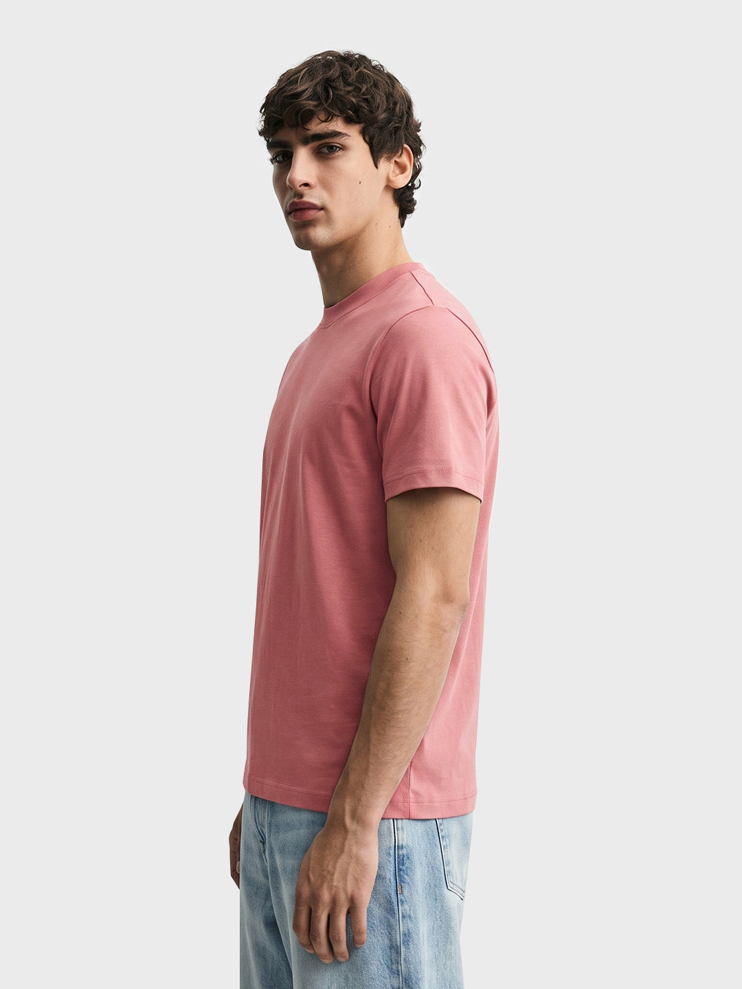 Men's Pink Regular Fit Solid Casual T-Shirt