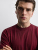 Men's Maroon Regular Fit Solid Casual T-Shirt