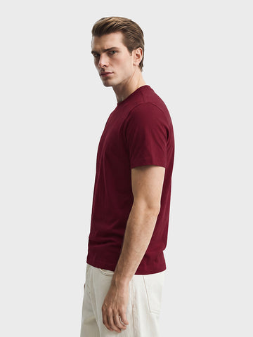 Men's Maroon Regular Fit Solid Casual T-Shirt