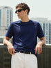 Men's Navy Blue Regular Fit Solid Casual T-Shirt