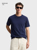 Men's Navy Blue Regular Fit Solid Casual T-Shirt