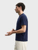 Men's Navy Blue Regular Fit Solid Casual T-Shirt