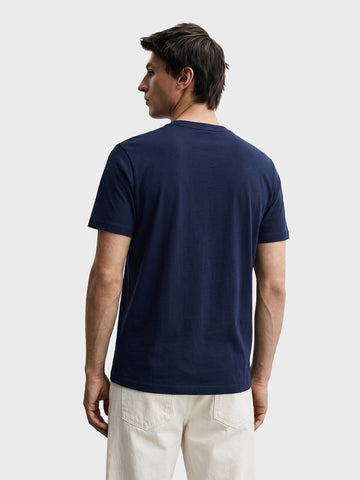 Men's Navy Blue Regular Fit Solid Casual T-Shirt