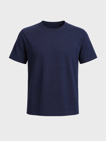 Men's Navy Blue Regular Fit Solid Casual T-Shirt