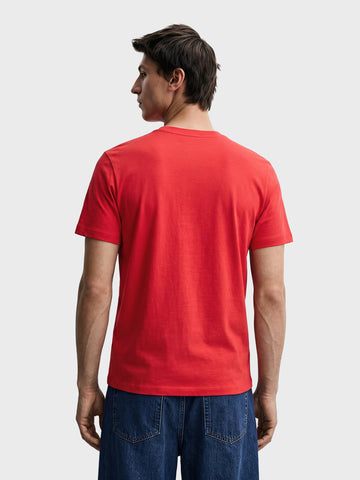 Men's Red Regular Fit Solid Casual T-Shirt