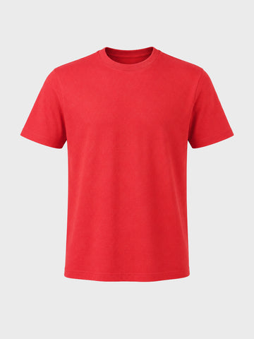 Men's Red Regular Fit Solid Casual T-Shirt