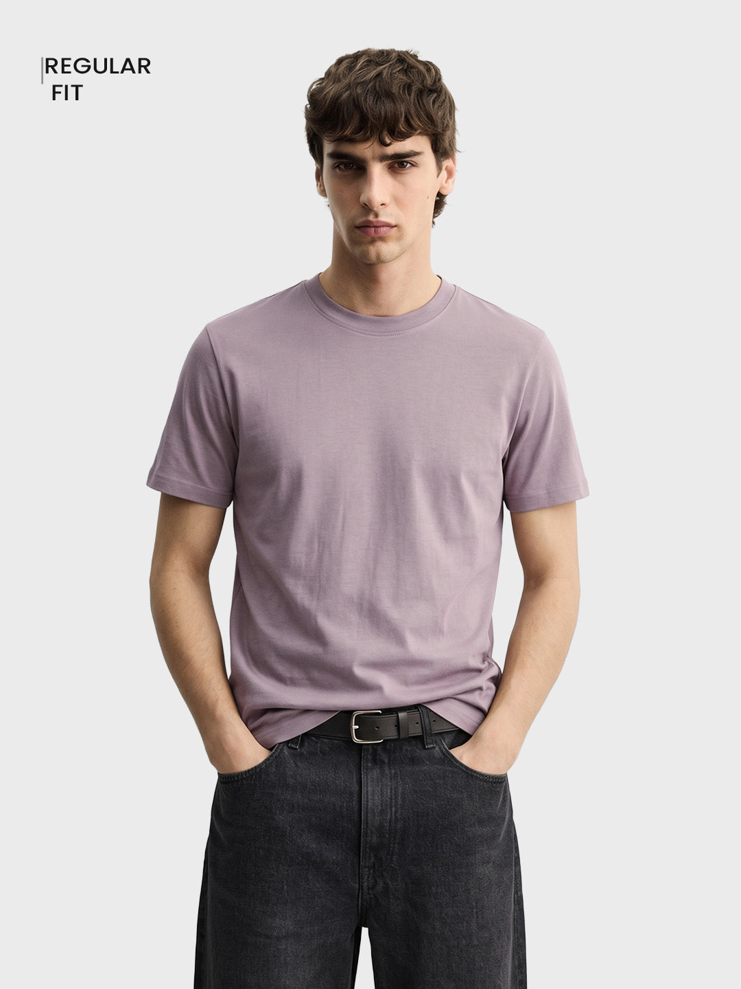 Men's Grey Regular Fit Solid Casual T-Shirt