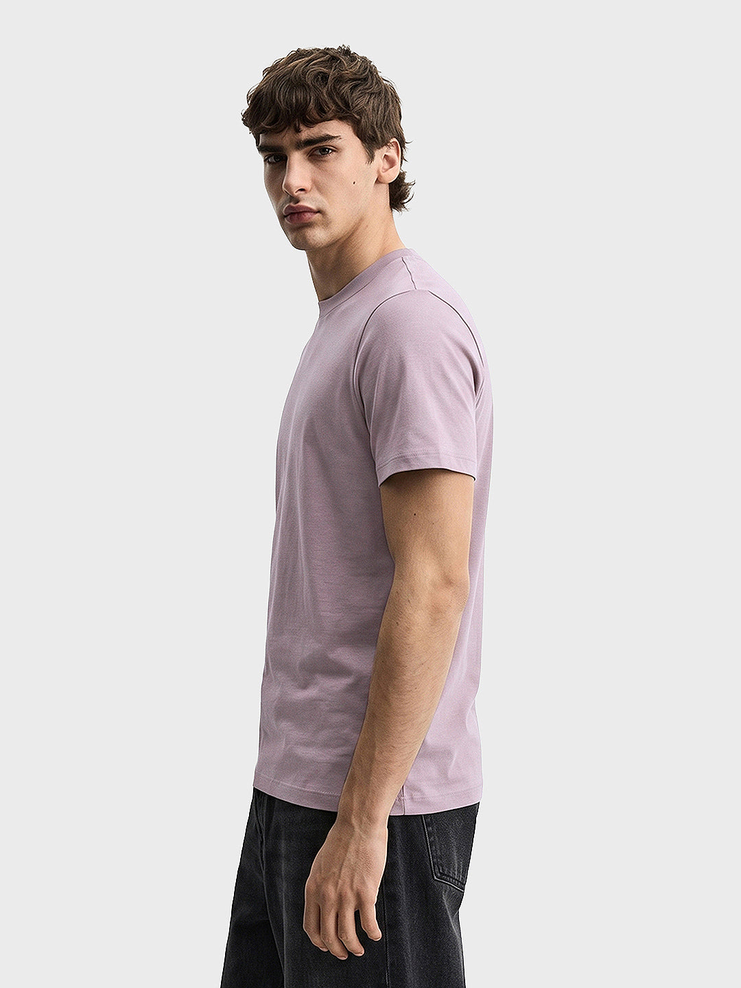 Men's Grey Regular Fit Solid Casual T-Shirt