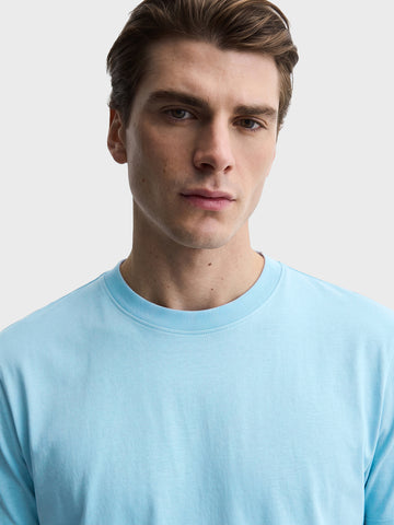 Men's Blue Regular Fit Solid Casual T-Shirt