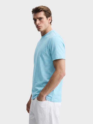 Men's Blue Regular Fit Solid Casual T-Shirt