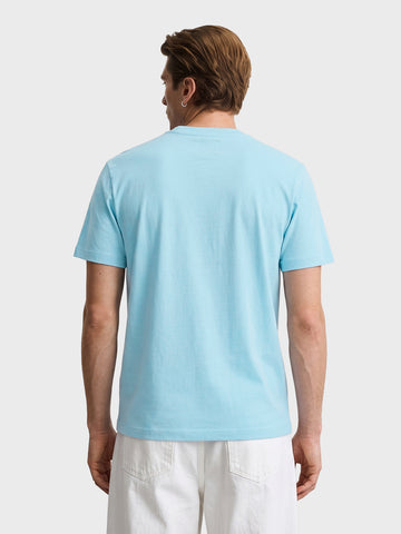 Men's Blue Regular Fit Solid Casual T-Shirt
