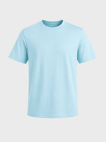 Men's Blue Regular Fit Solid Casual T-Shirt