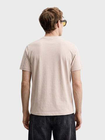 Men's Beige Regular Fit Solid Casual T-Shirt