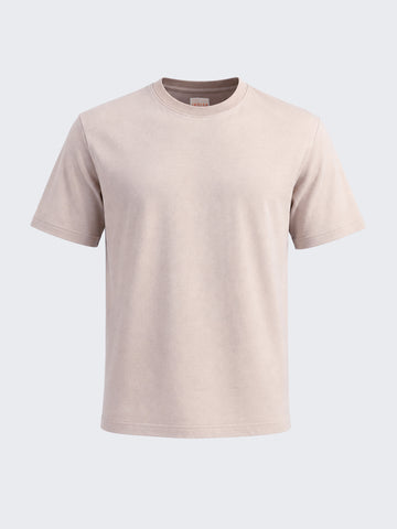 Men's Beige Regular Fit Solid Casual T-Shirt