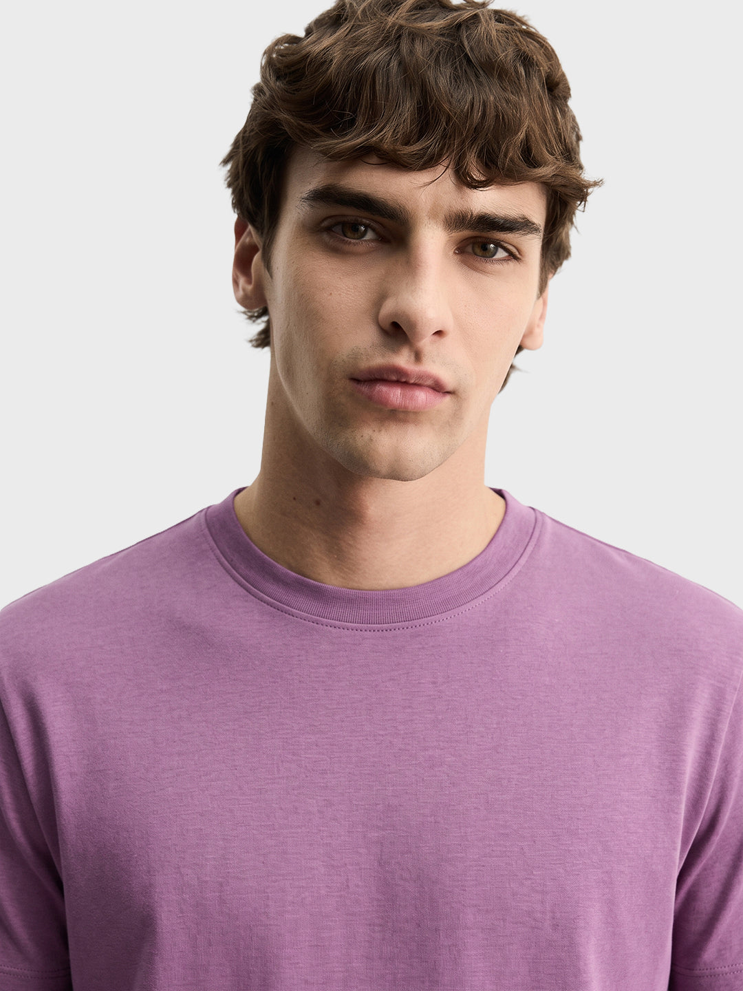 Men's Purple Regular Fit Solid Casual T-Shirt