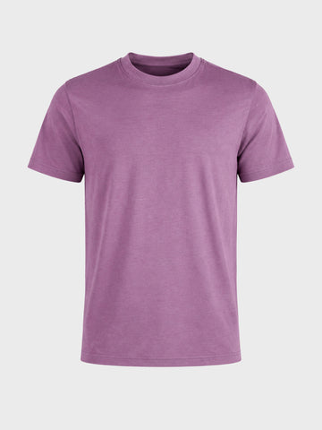 Men's Purple Regular Fit Solid Casual T-Shirt