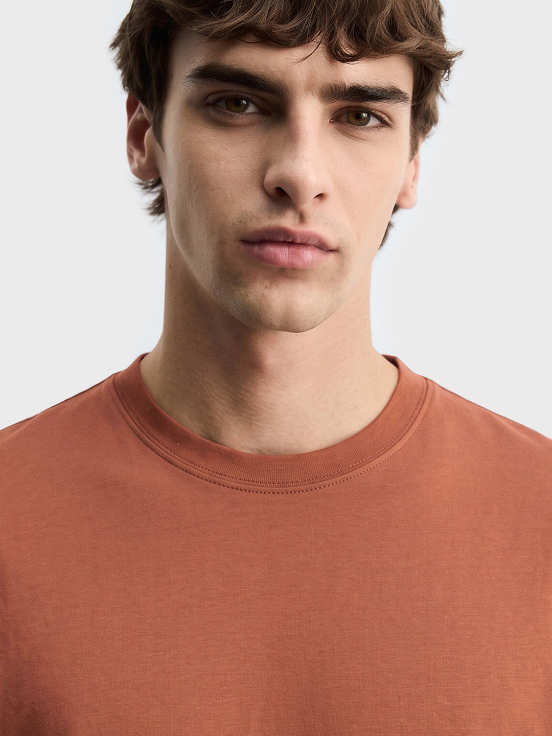 Men's Brown Regular Fit Solid Casual T-Shirt