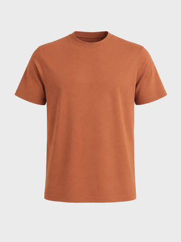 Men's Brown Regular Fit Solid Casual T-Shirt
